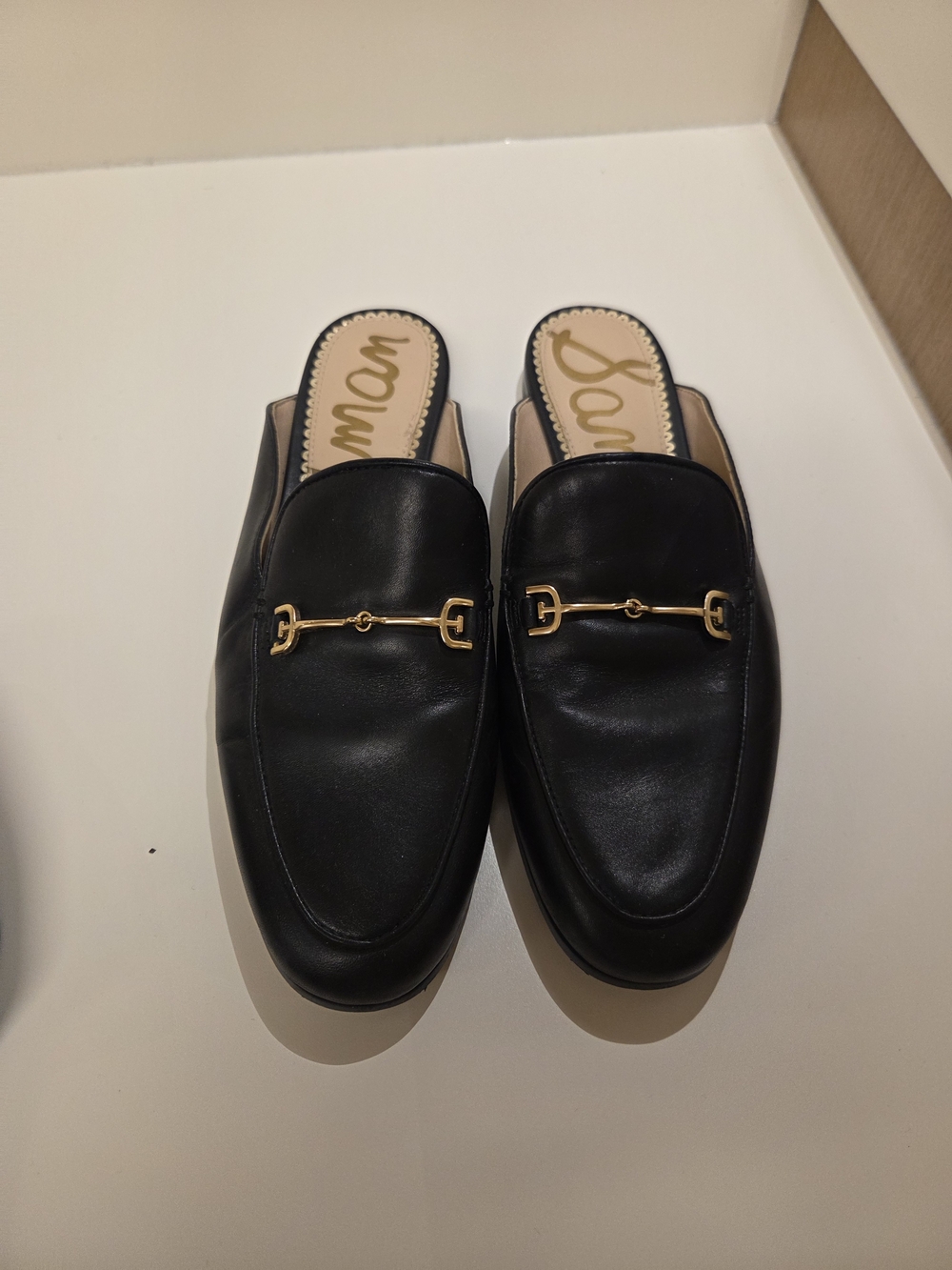 Sam Edelman Black Leather Women’s Penny Backless Loafers